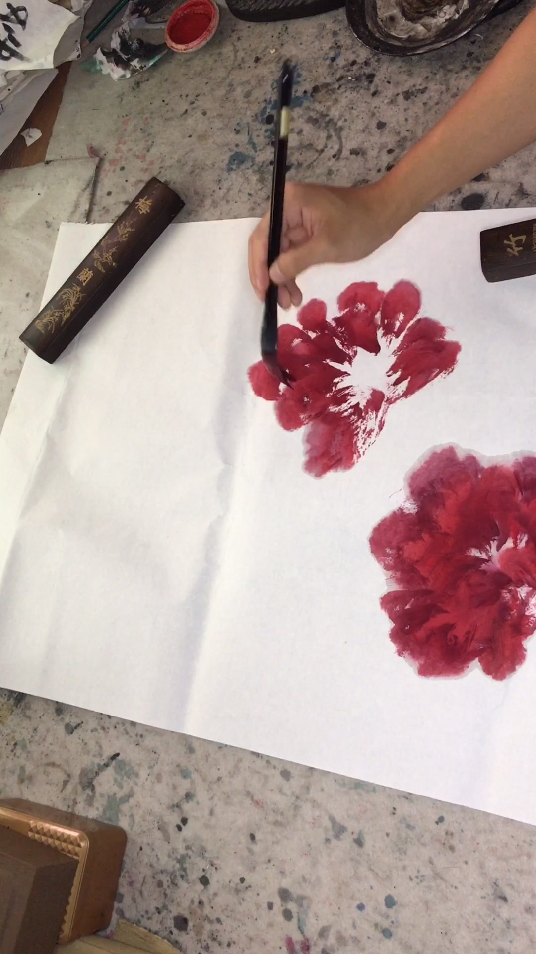 大写意花鸟画,三尺写意牡丹创作