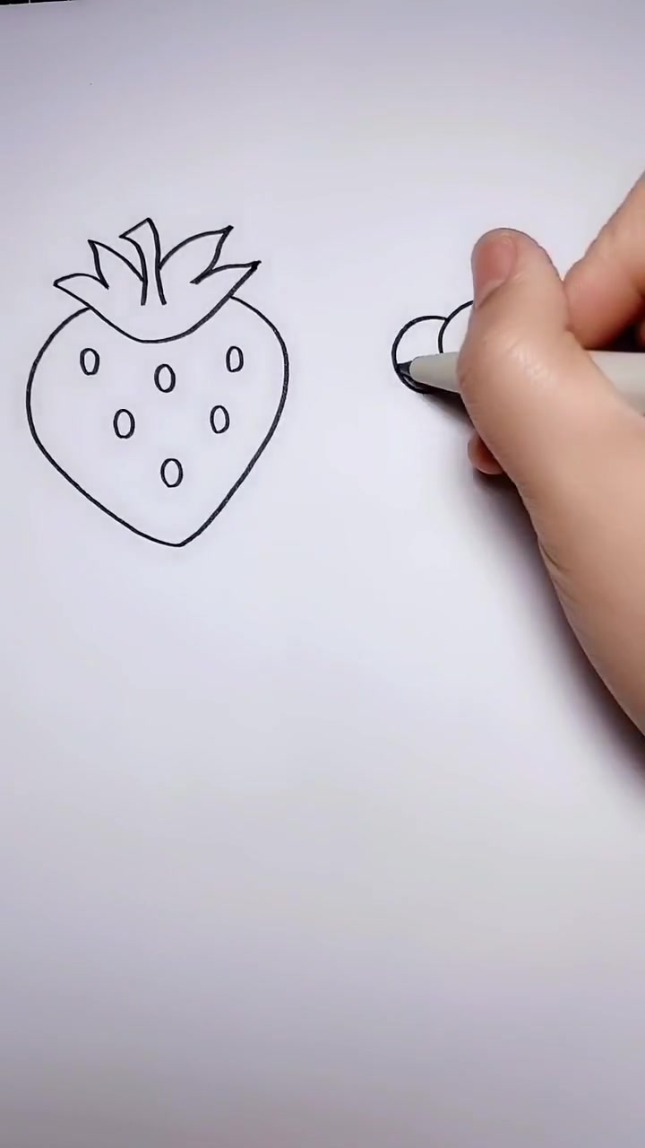 简笔画:草莓、葡萄、樱桃和鸭梨