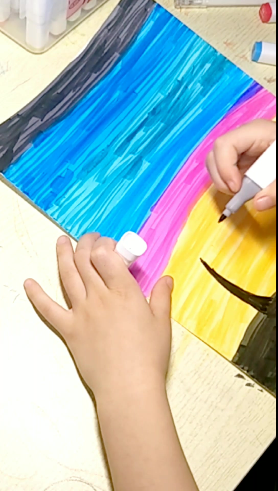 夜空中最亮的星,马克笔画星空