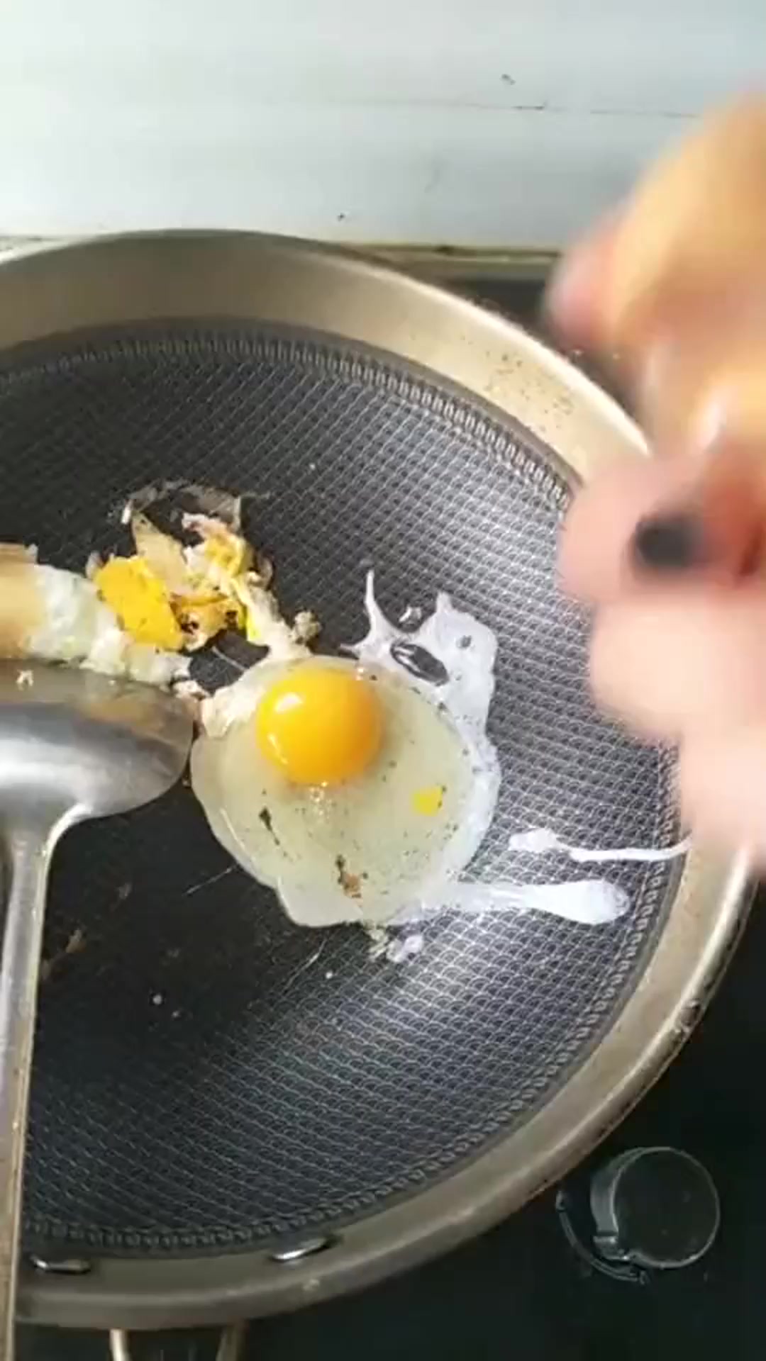 商家说不粘锅煎蛋时嘴一吹,鸡蛋就飞起来了!我这是买到假鸡蛋了