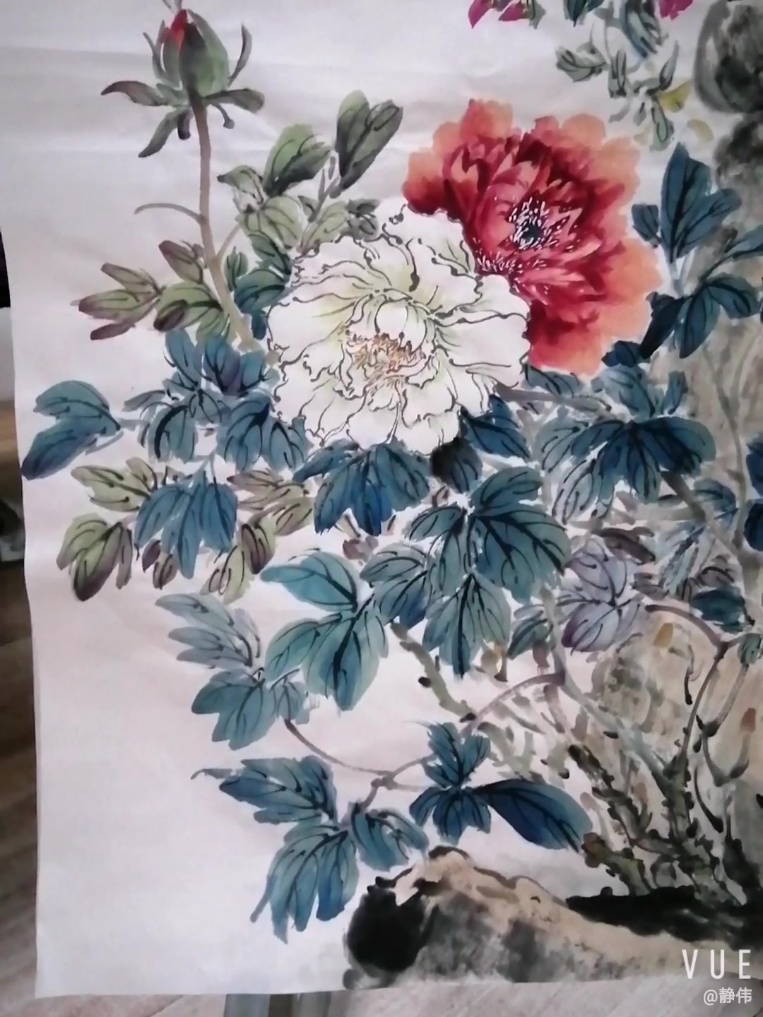 四尺竖幅小写意花鸟用色窍门静伟国画艺术