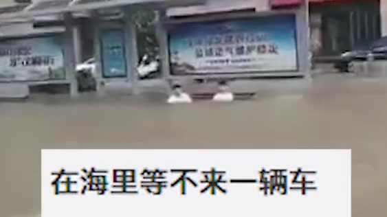 【这也可以? 公交站台被淹小伙站水中 】8月4日,受台风“黑格比”登陆影响,浙江乐清多处内