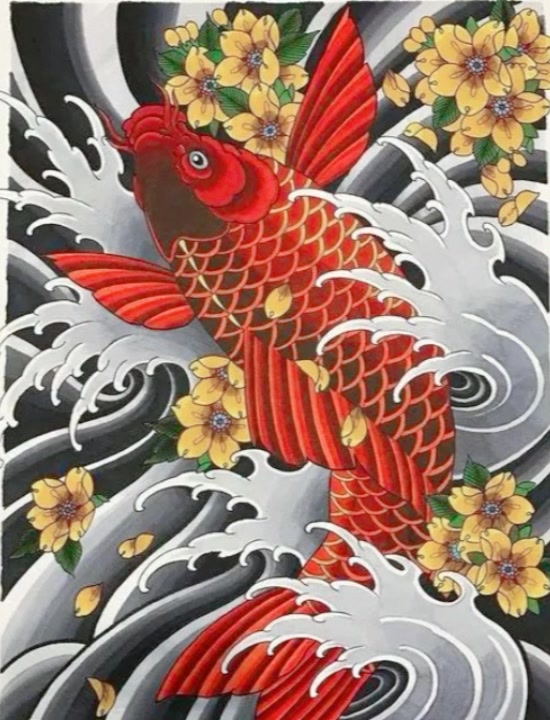 满背 花臂鲤鱼素材分享