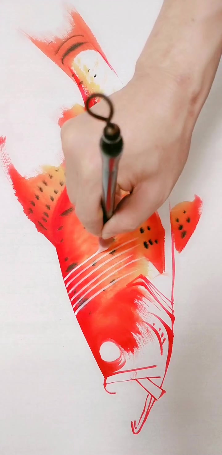 画一条非常吉祥的超大红鱼