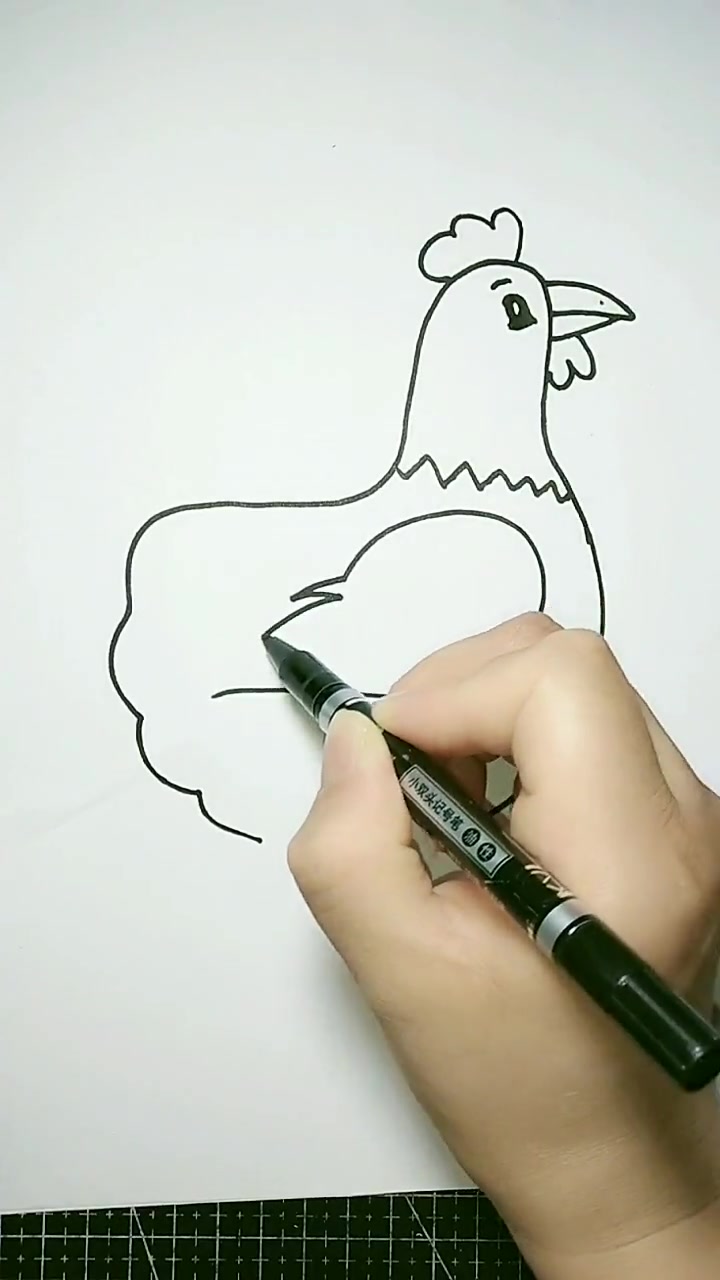 用手画出一只鸡,这样的简笔画,手残党也能画好吧