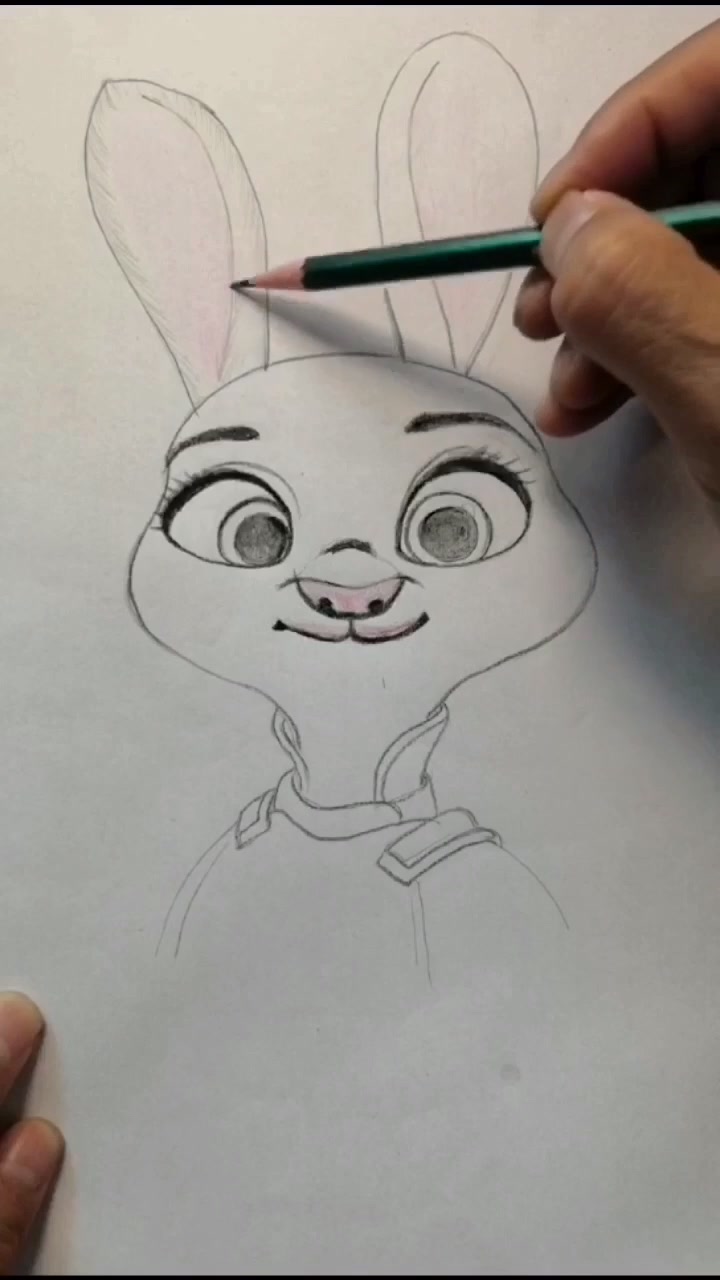趣味简笔画:怎样画兔子警官