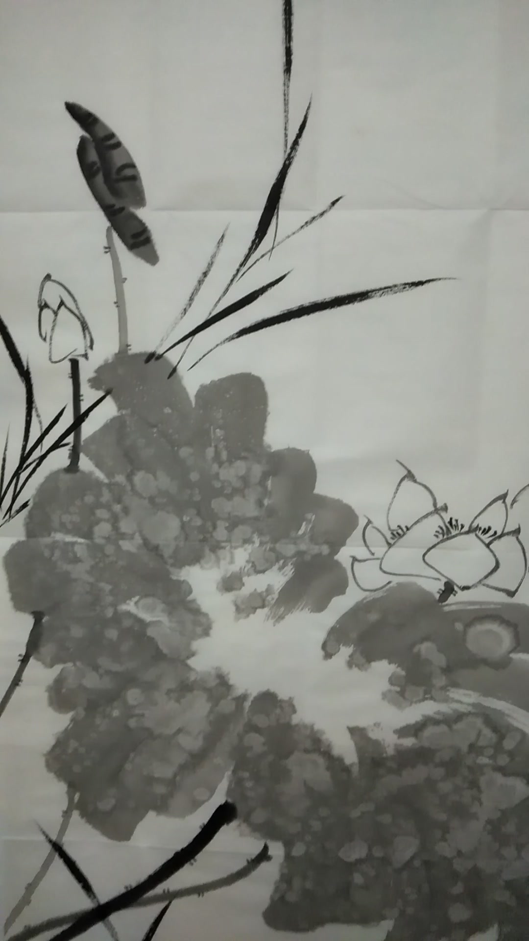 当代国画家徐鹤原创中国画大写意荷花作品《心荷》