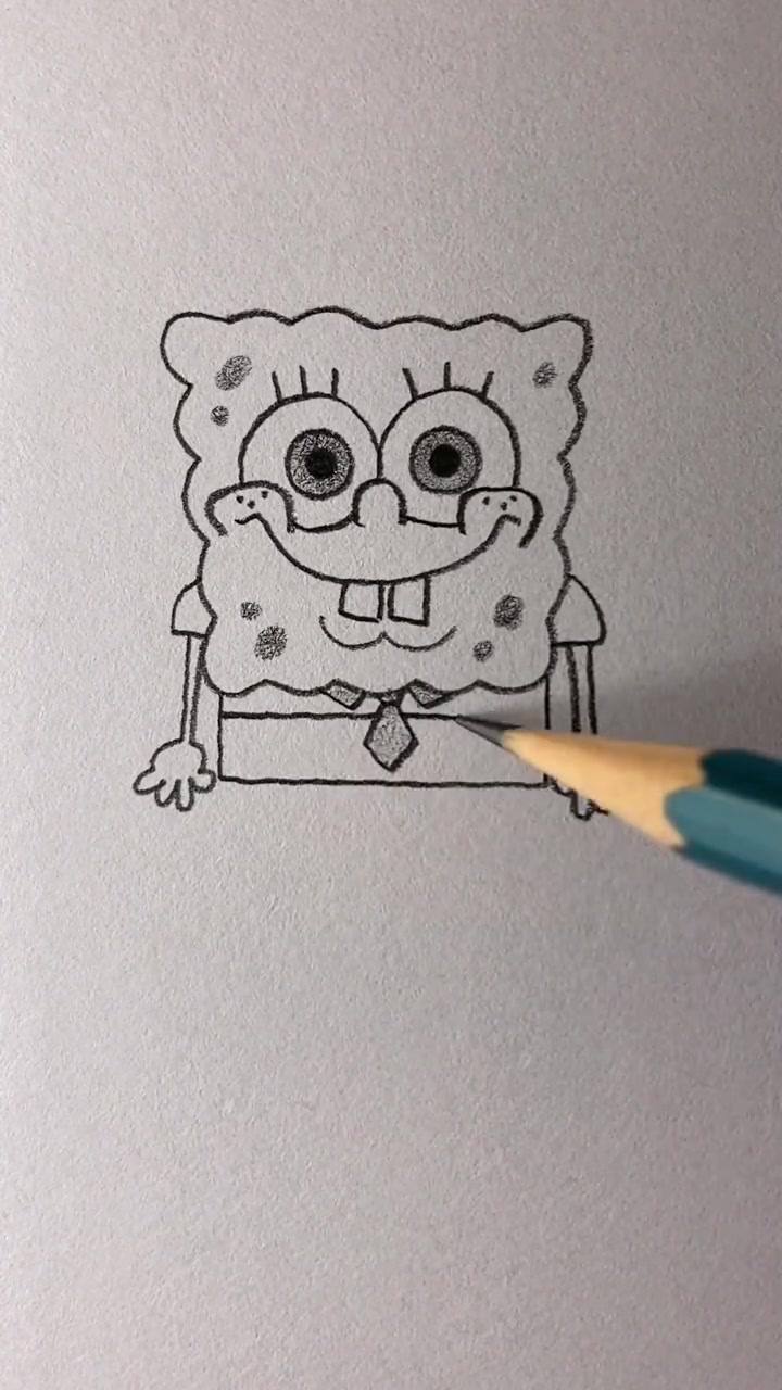 海绵宝宝简笔画,用一支铅笔就能画出来,你学会了吗?