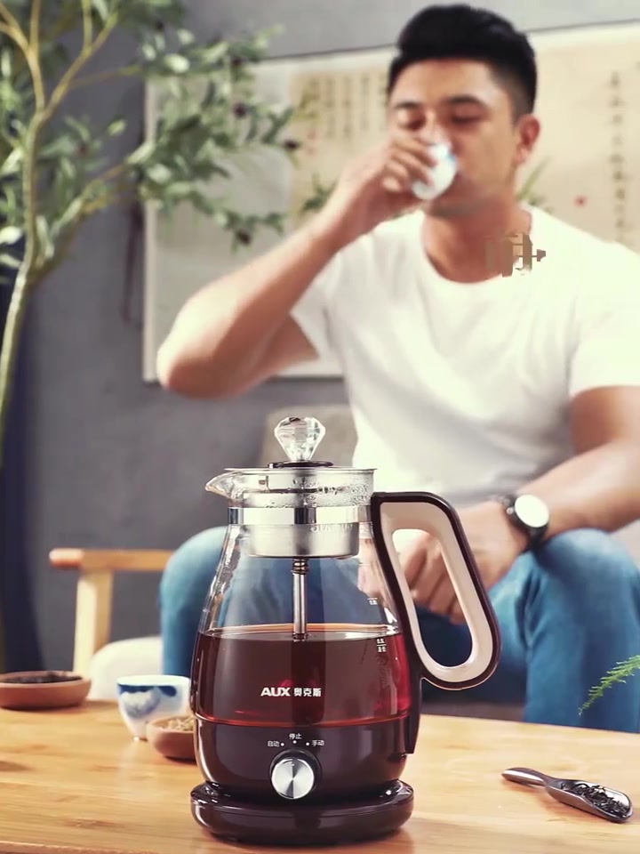 奥克斯煮茶器黑茶煮茶壶家用全自动蒸汽玻璃电热花茶普洱蒸茶壶