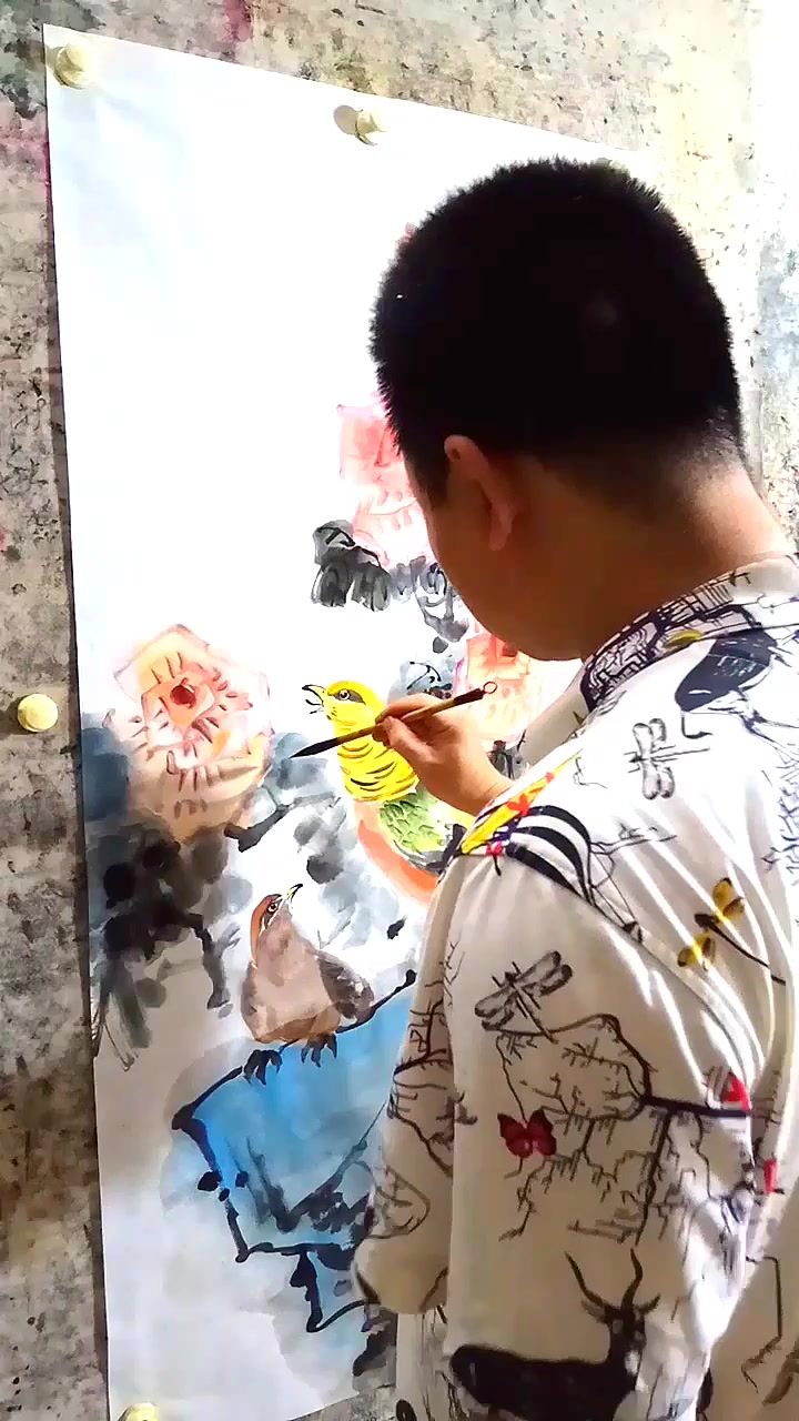 写意国画,锦鸡画法系列之完成