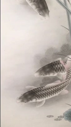 李杰武画工笔鲤鱼～四尺整幅,纸本