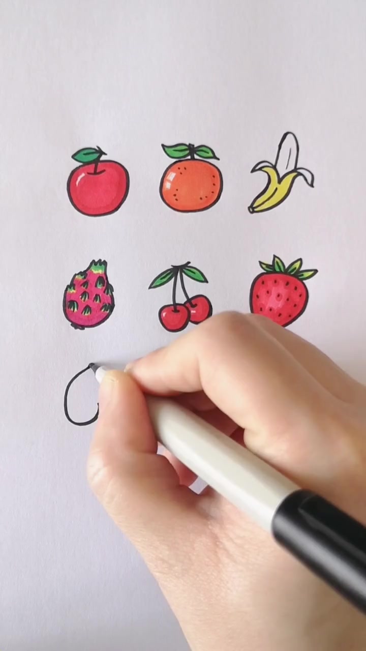 常见的水果简笔画,每一个都这么可爱,涂上颜色太逼真了