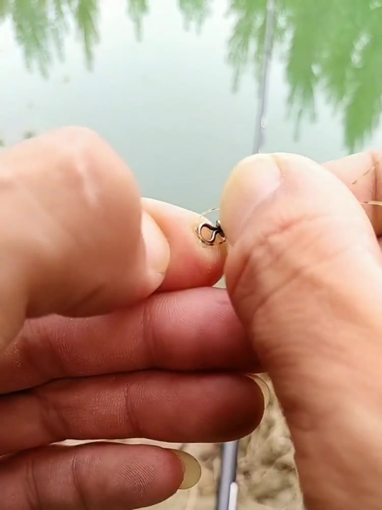 钓鱼技巧:双线双八字连接八字环的方法