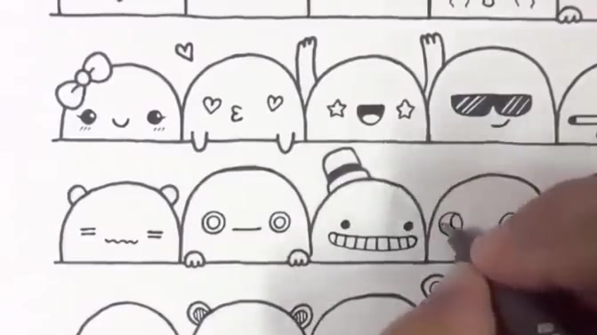 分享一组简笔画,30个萌萌哒表情包头像,画起来试试,get自己的小表情吧