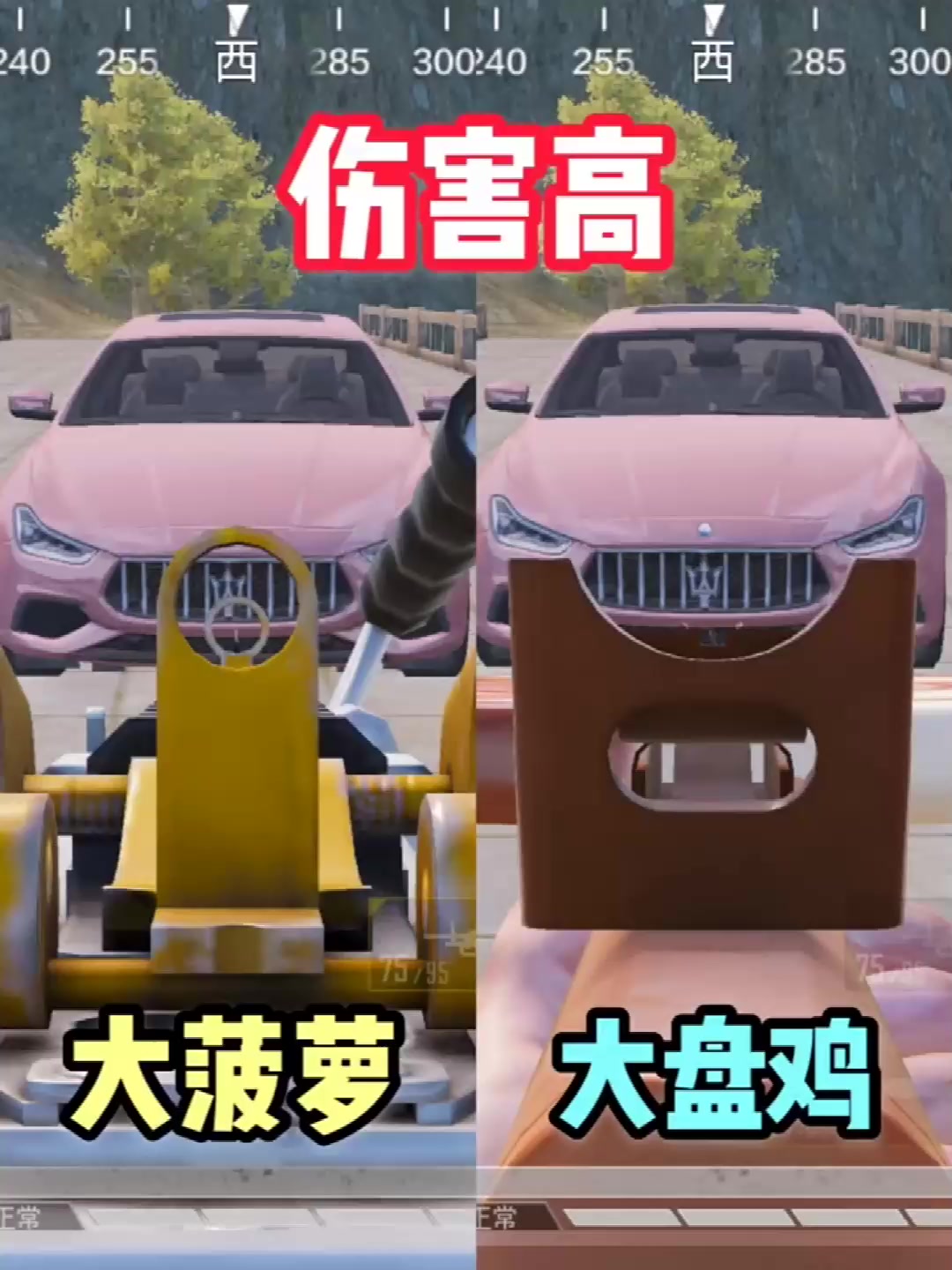 和平精英:伤害高对比,大菠萝VS大盘鸡,看看大菠萝都是什么样?