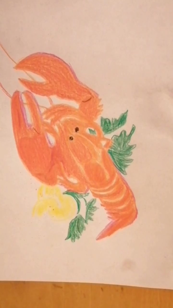 彩铅素描画小龙虾