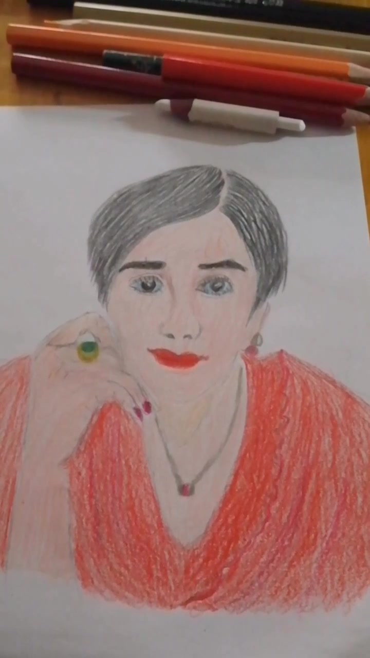 彩铅素描画人物肖像