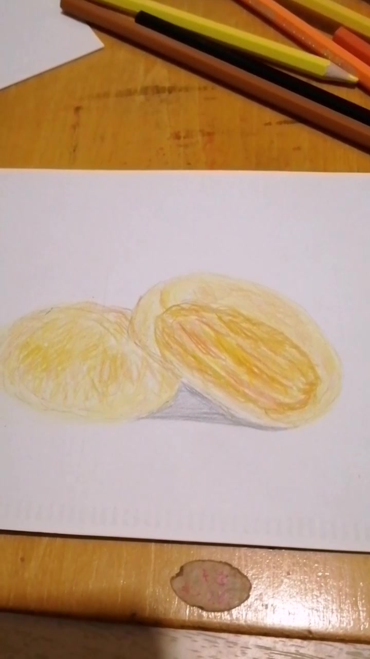 彩铅素描画酥皮点心