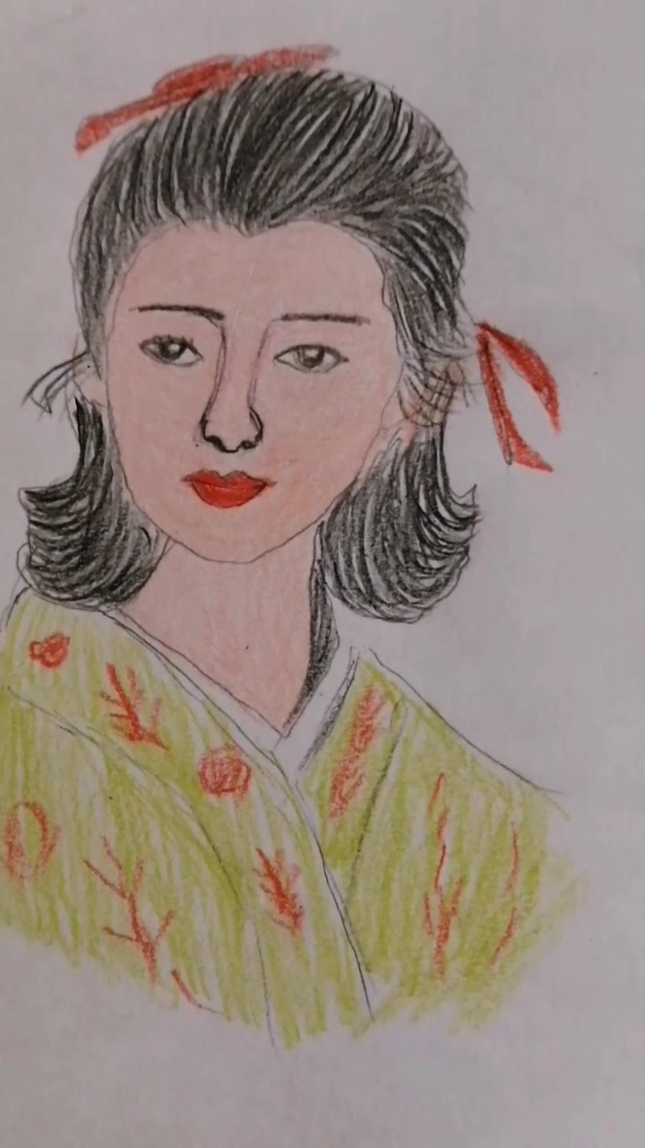 彩铅素描画人物肖像