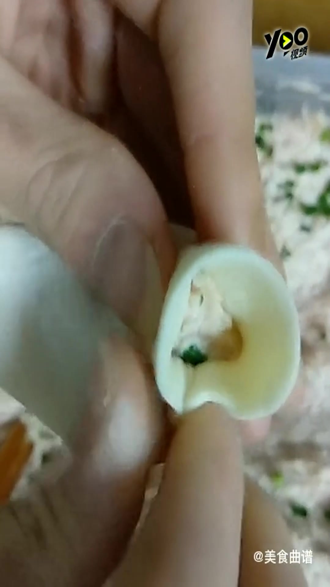 包饺子怎么就能够不破皮?双手一捏再一折,褶花整齐漂亮不露馅!