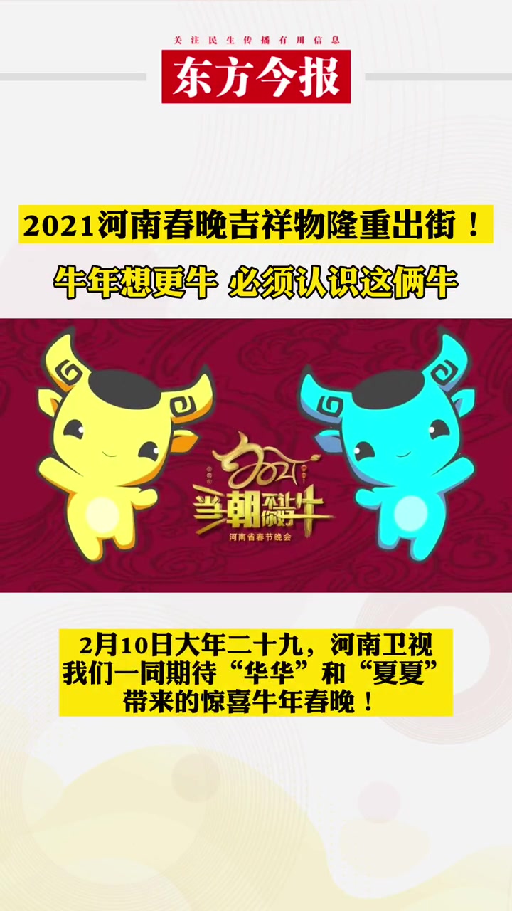 牛年想更牛,必须认识这俩牛!2021 河南春晚 吉祥物隆重出街!