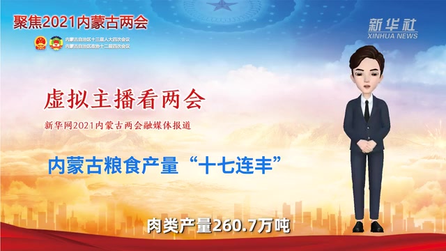 【虚拟主播看两会丨内蒙古粮食产量“十七连丰”】从2021年内蒙古自治区两会获悉,2020年