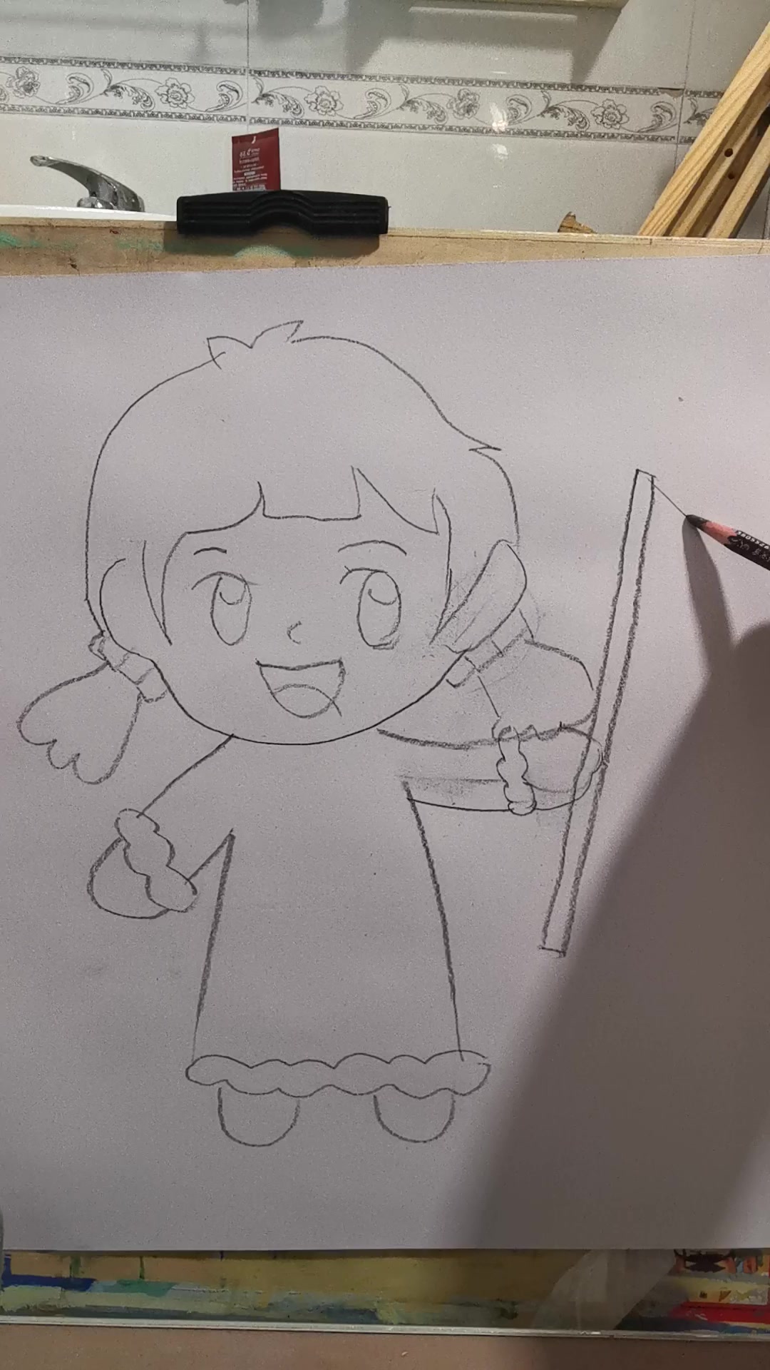 简笔画小女孩放鞭炮第2集