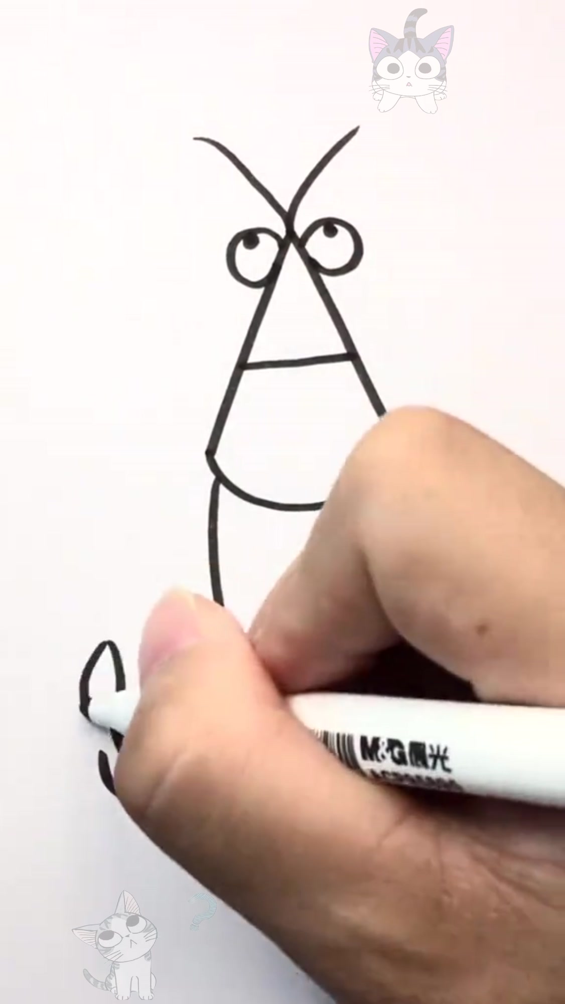 超级简单的简笔画法,用字母A画一只大龙虾