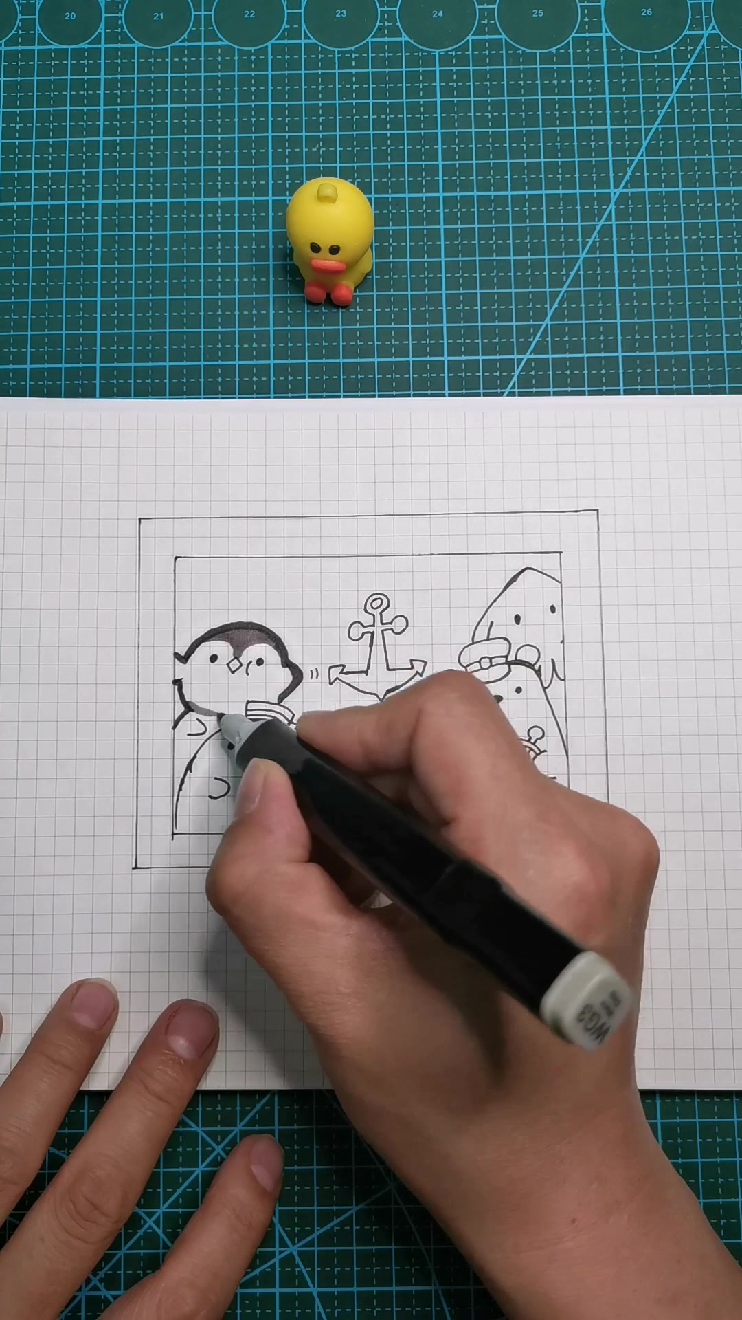 如何画海洋动物船员全家福?