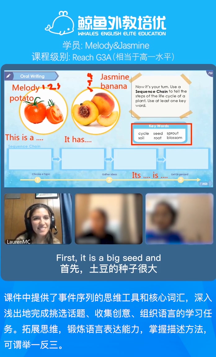 鲸鱼外教培优1V2小班课 让孩子爱上英语