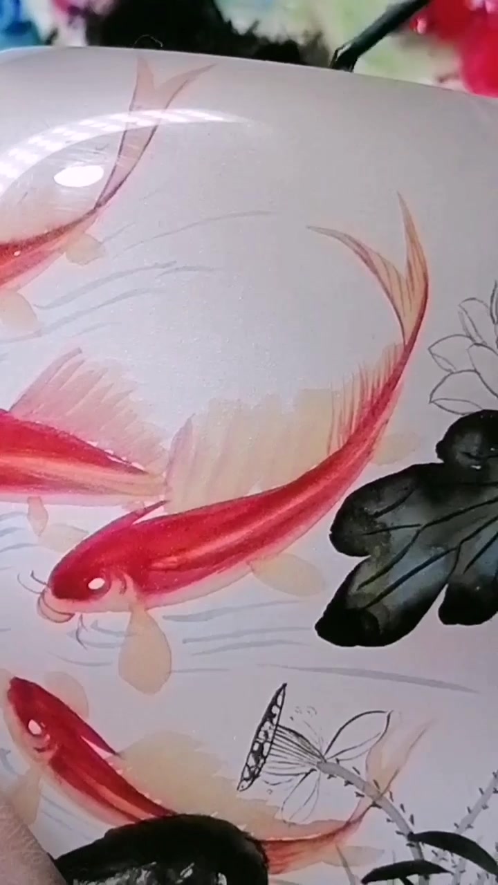 非遗内画鼻烟壶茶叶筒里画荷花鱼,感谢支持
