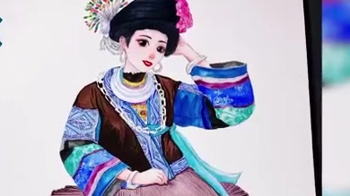 【95后女孩自创Q版民族风少女插画,它是我生命中的光】据大米video,来自大山里的95后