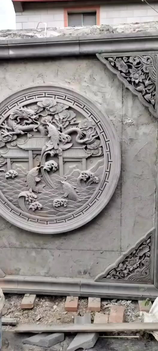 小区围墙装饰,鱼跃龙门挂件安装