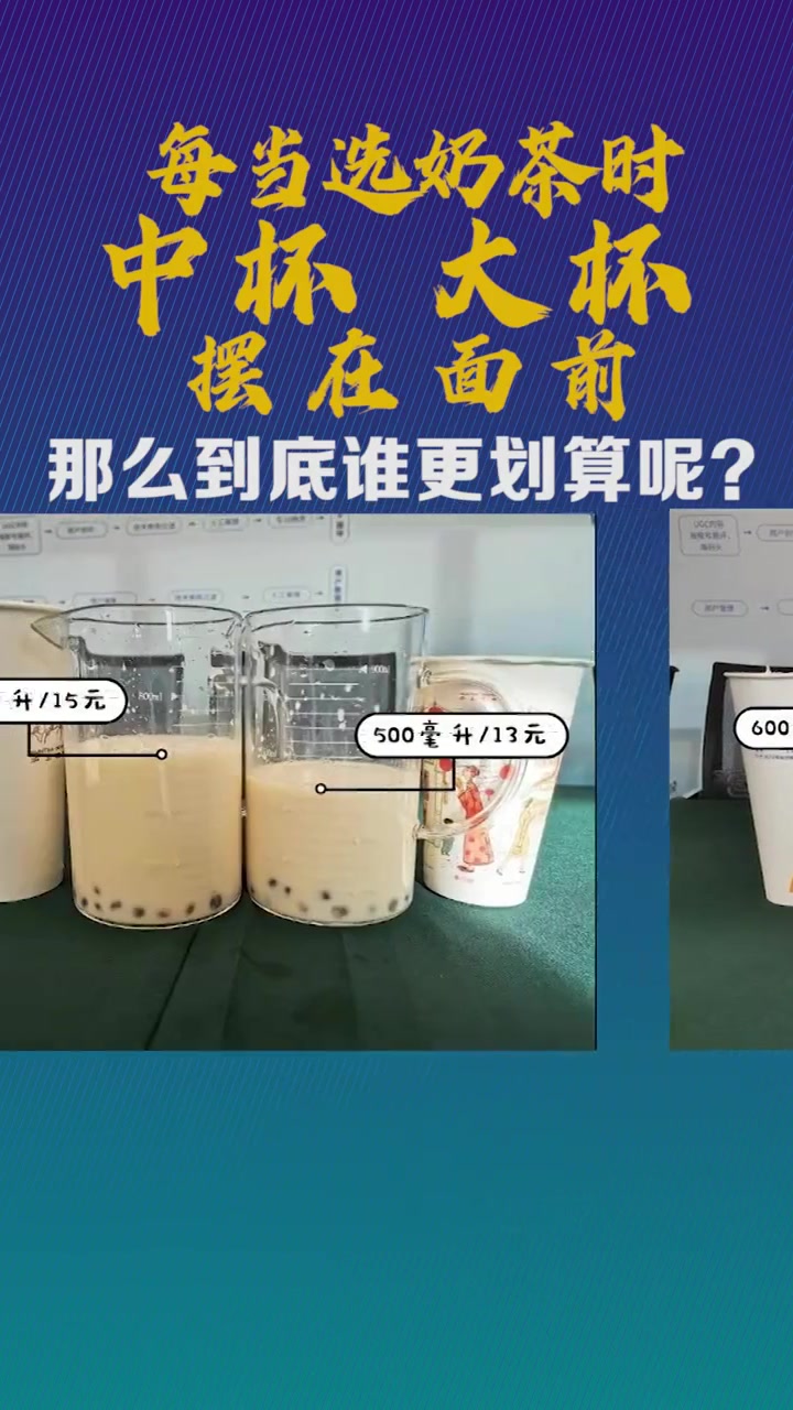 实测奶茶的中杯大杯到底点谁更划算