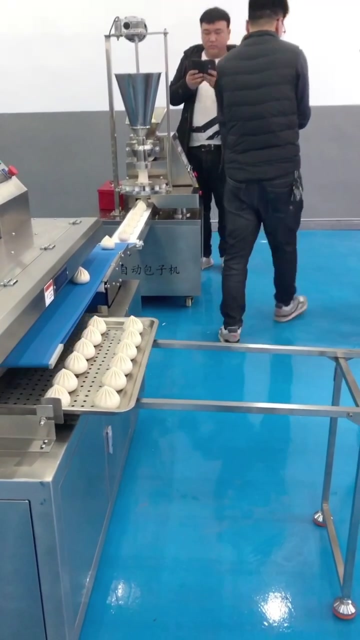小型全自动包子机+包子机流水线操作视频