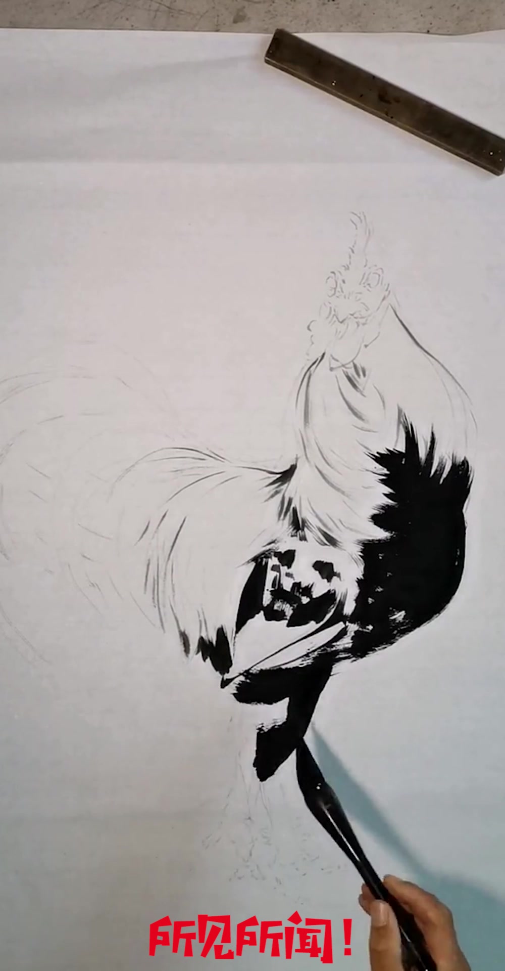 农村大叔这画绝了,大公鸡画的,惟妙惟肖
