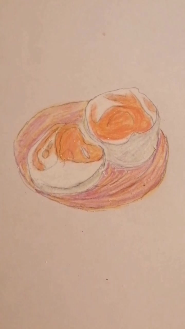 彩铅素描画咸鸭蛋