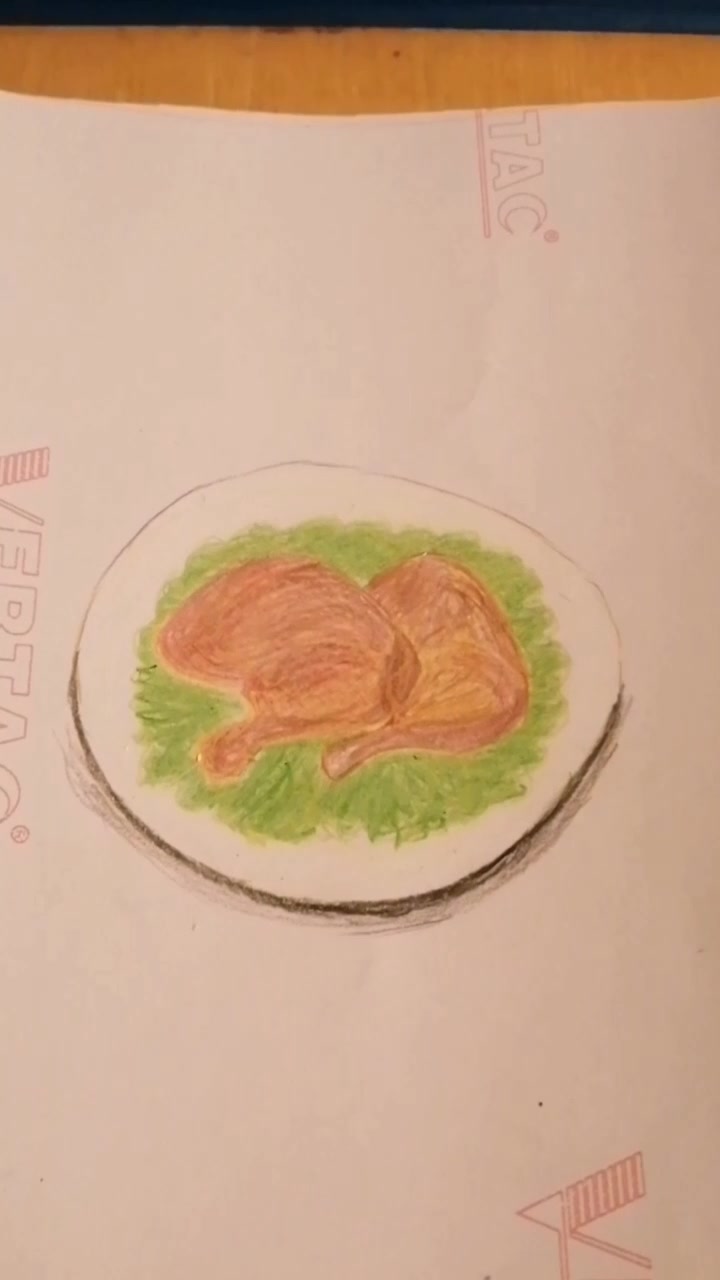 彩铅素描画烧鸡腿