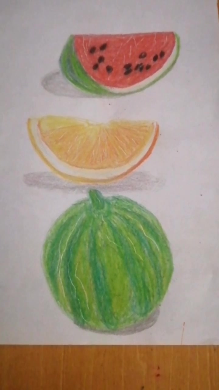 彩铅素描画好吃的水果