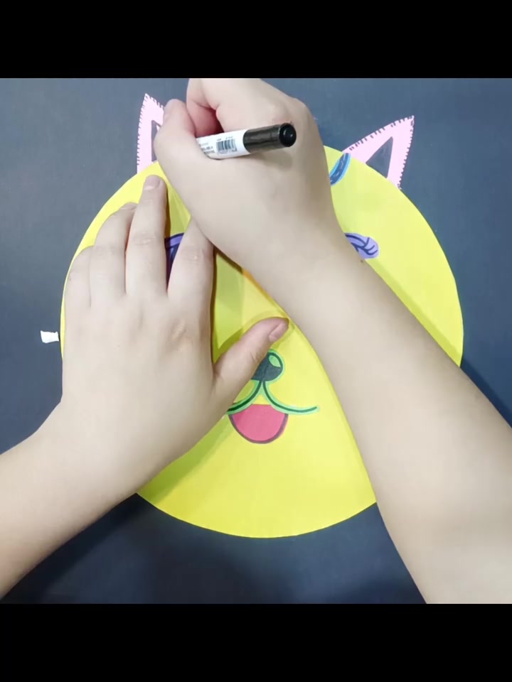 儿童创意画:幼儿亲子手工简笔画《猫咪袋子》