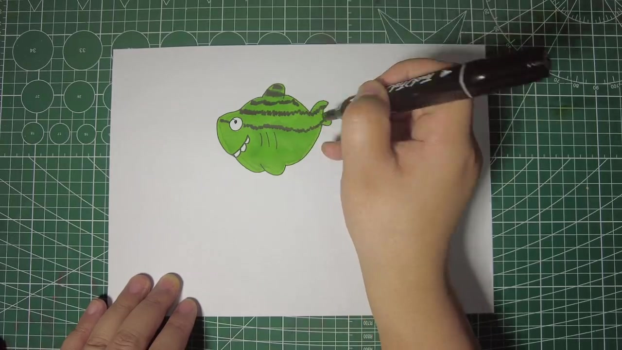 【儿童创意简笔画西瓜鱼,到底吃的是鱼,还是西瓜呢?】儿童创意简笔画西瓜鱼,如果有这样的物种