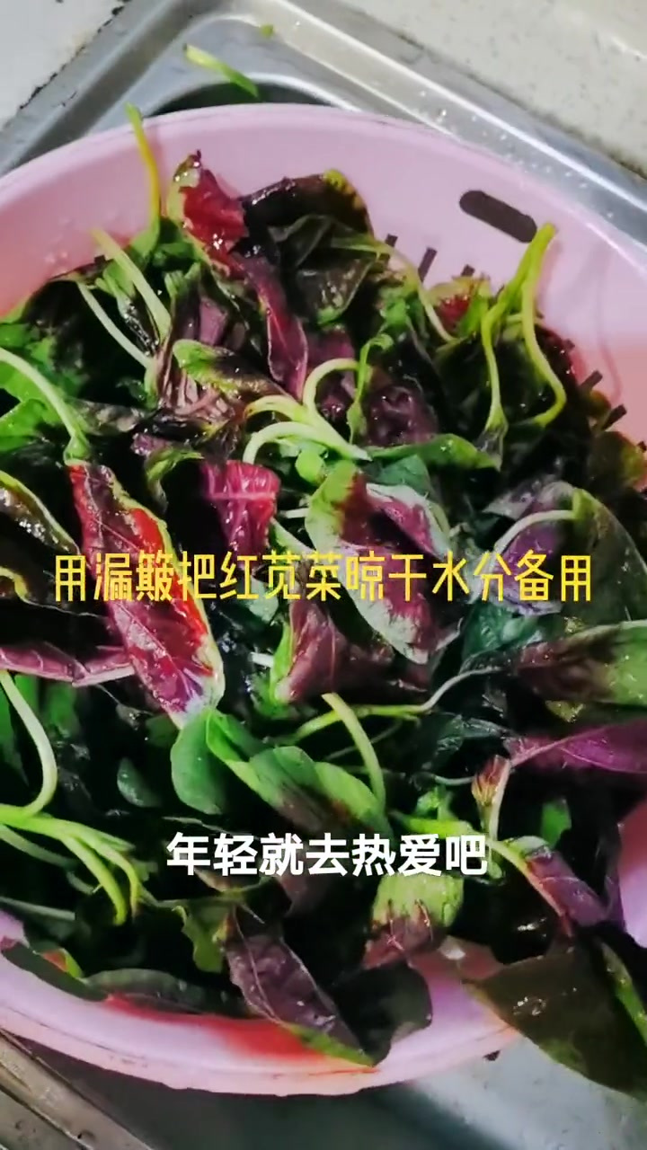 家庭豪华版之清炒红苋菜,好吃又美味,是全家人的最爱!