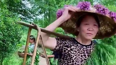 【农村大姐自导自演蔬菜时装秀 脸上全是丰收的骄傲】近日,湖南辰溪农村里一群大姐自导自演了一