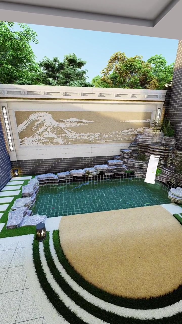 30平方别嫌小,假山鱼池也能做