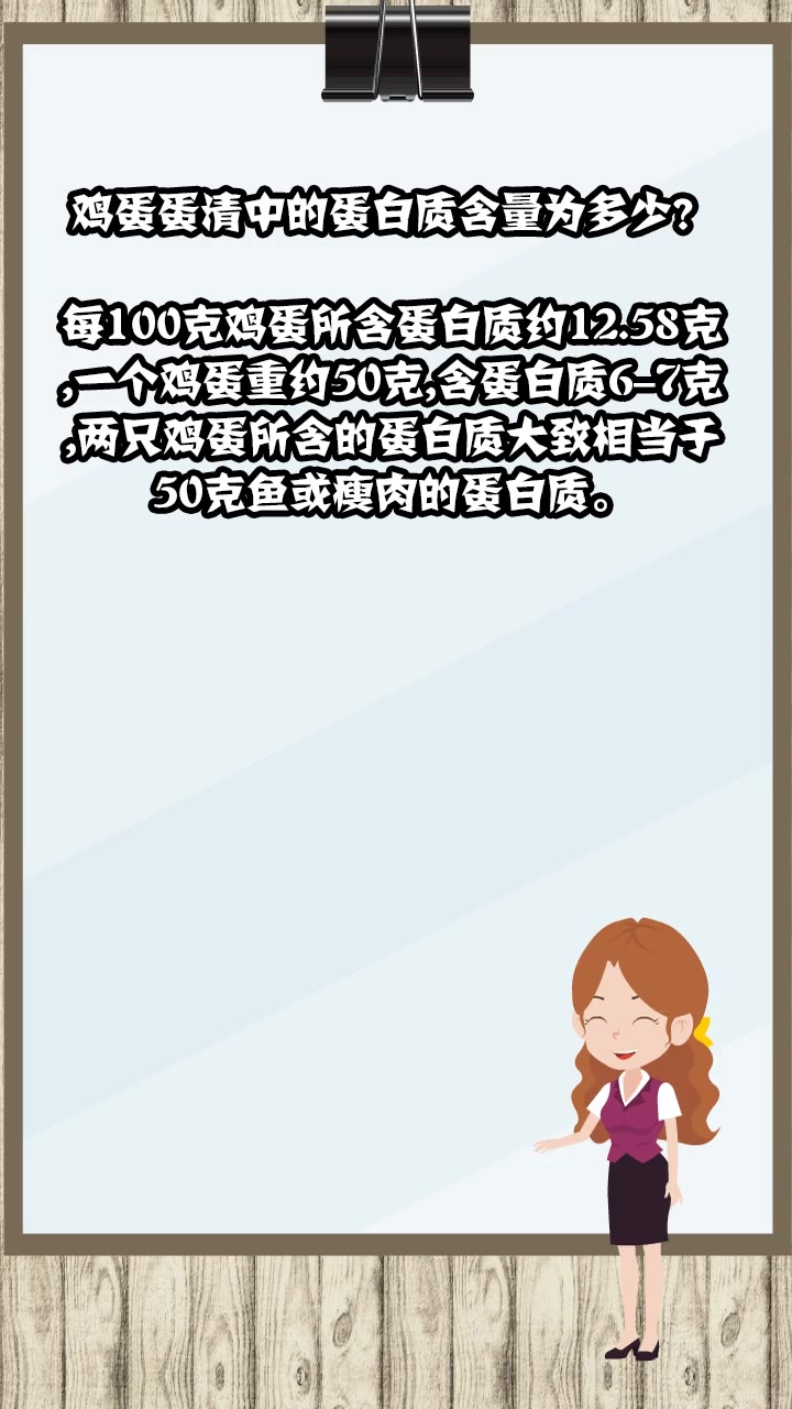 鸡蛋蛋清中的蛋白质含量为多少?