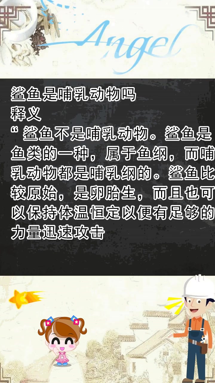 鲨鱼是哺乳动物吗