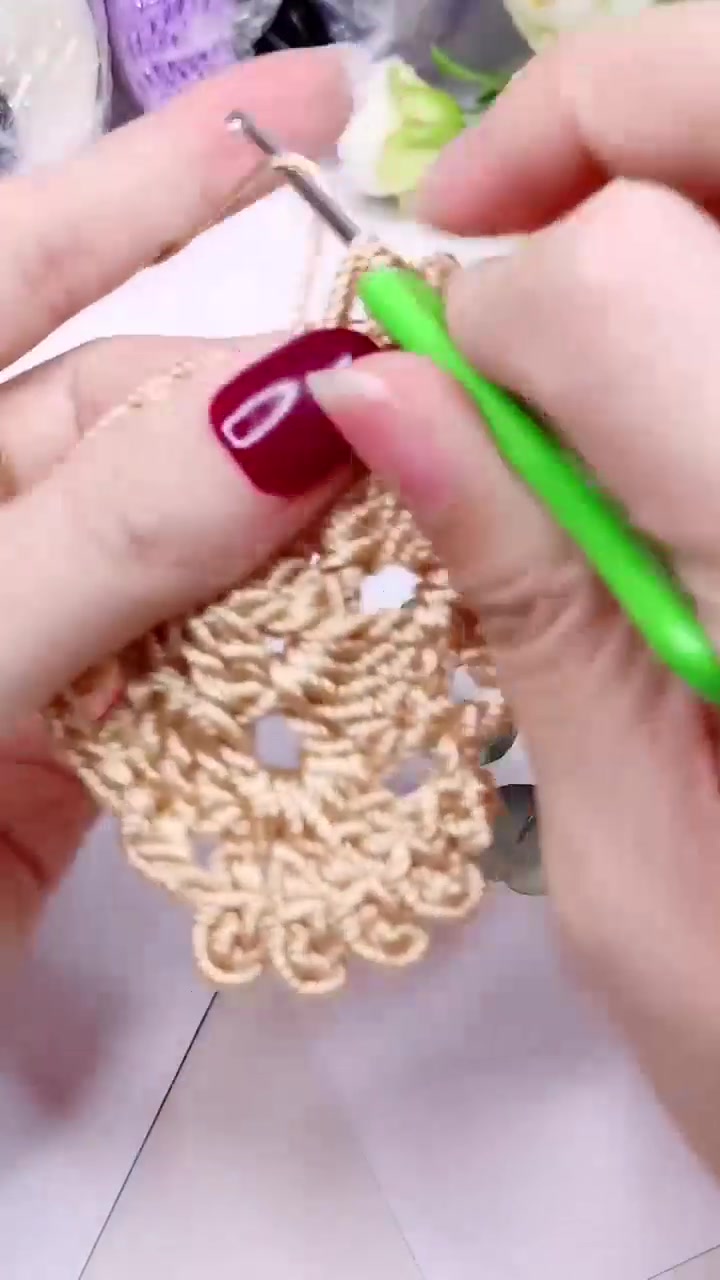 合股线芙蓉花帽子钩针编织教程