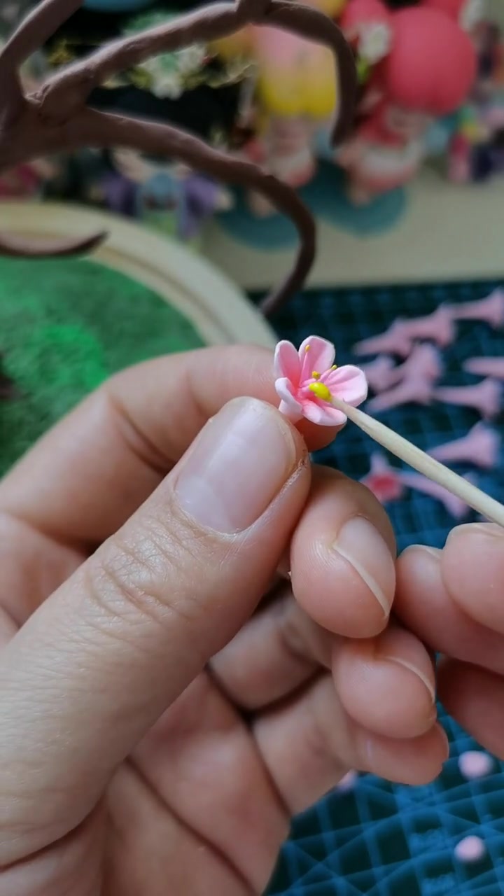 超轻粘土桃花树制作,看完你们有没有被惊艳到?