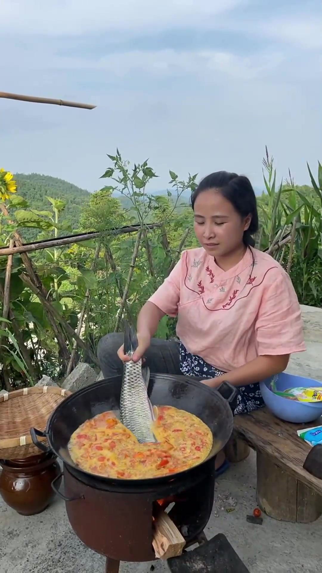 小易农村生活记录,今日份美食,小番茄炖草鱼