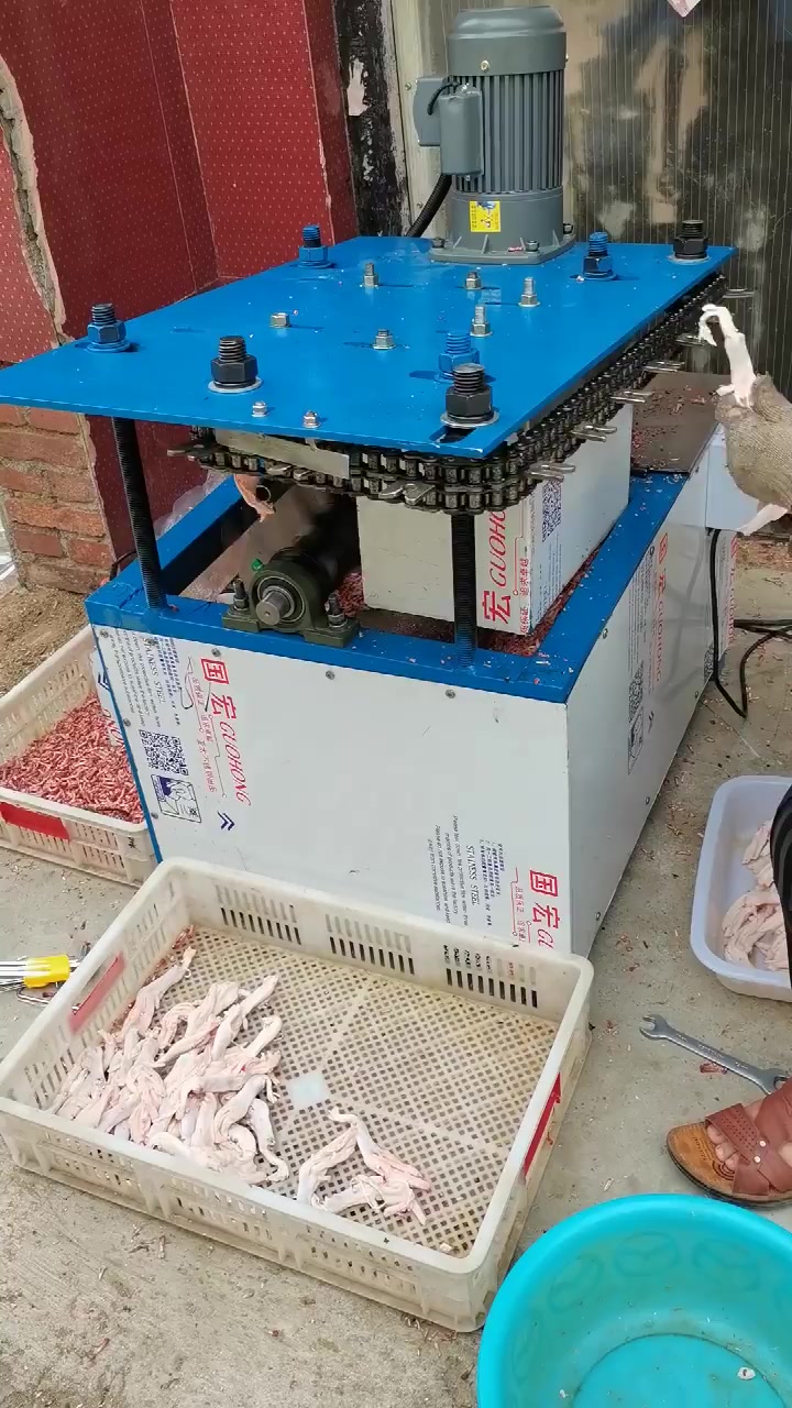 工人实拍鸭爪去骨机全国物流发货批发生产